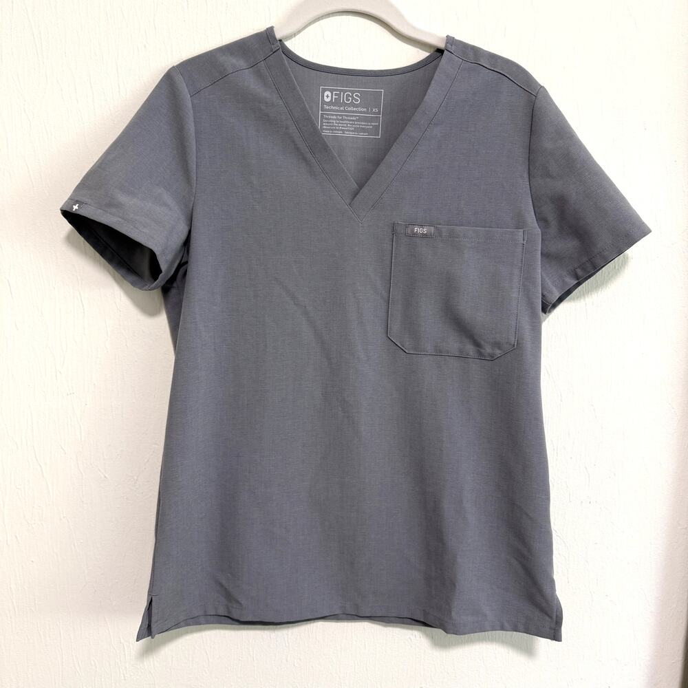 Figs Womens Catarina Scrub Top XS Space Gray Medical Nursing FW1000